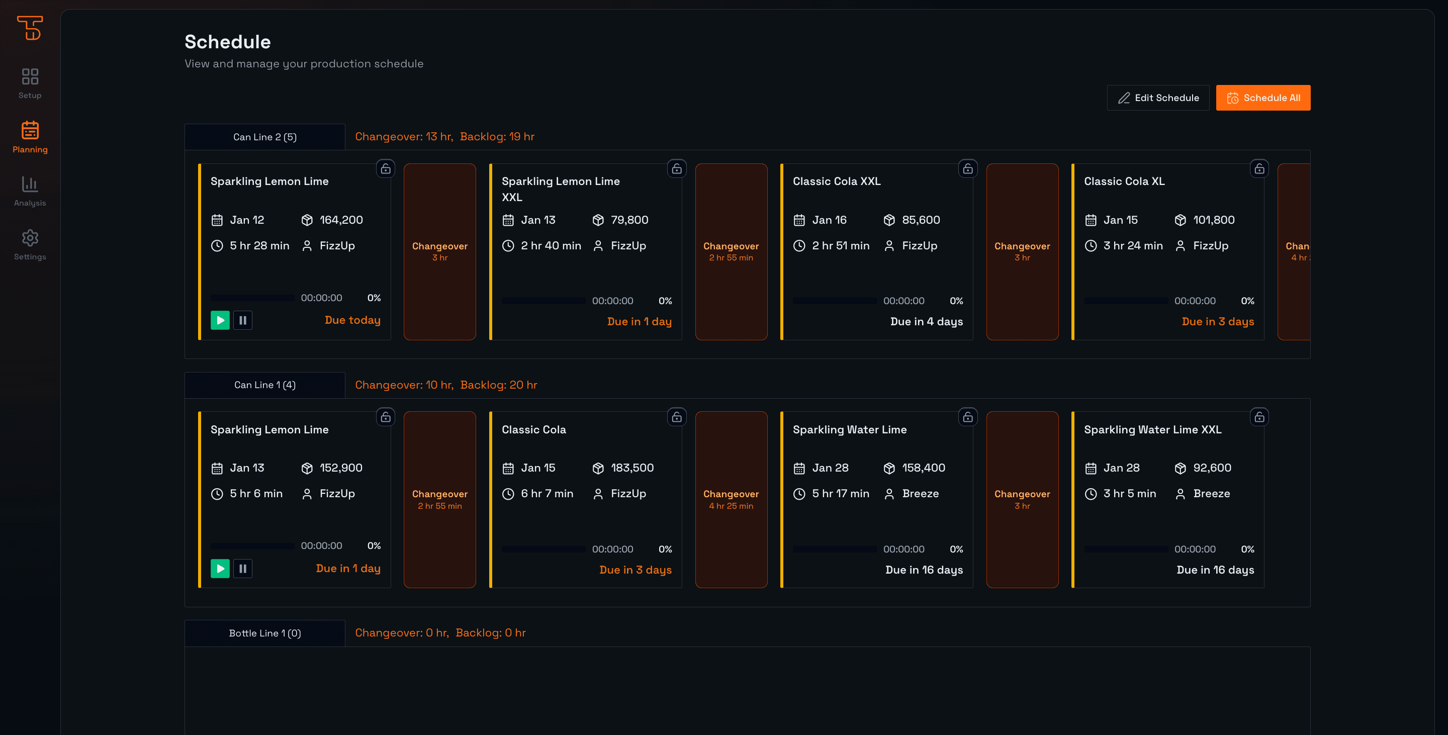 TAKTORA - Schedule view