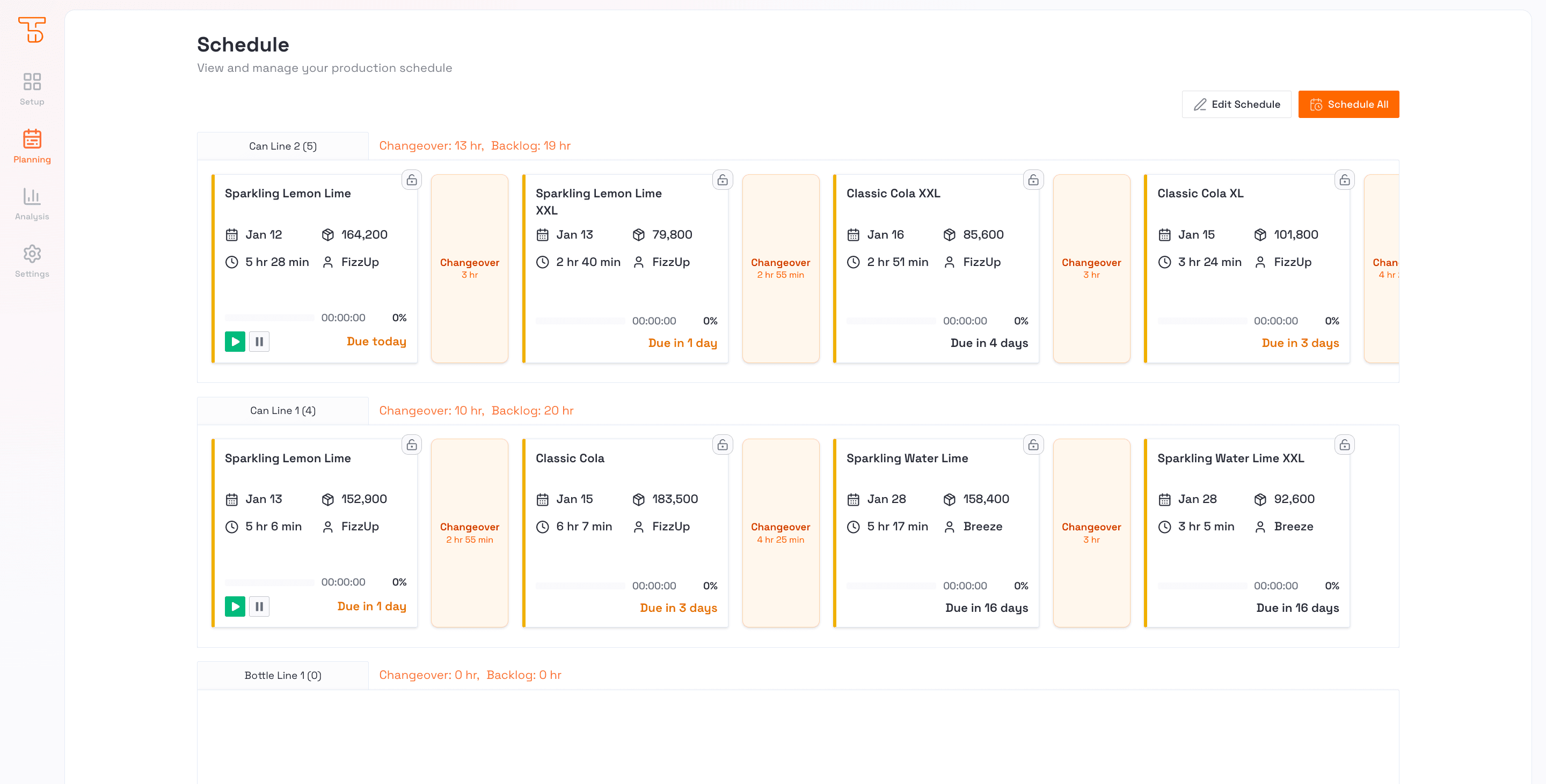 TAKTORA - Schedule view