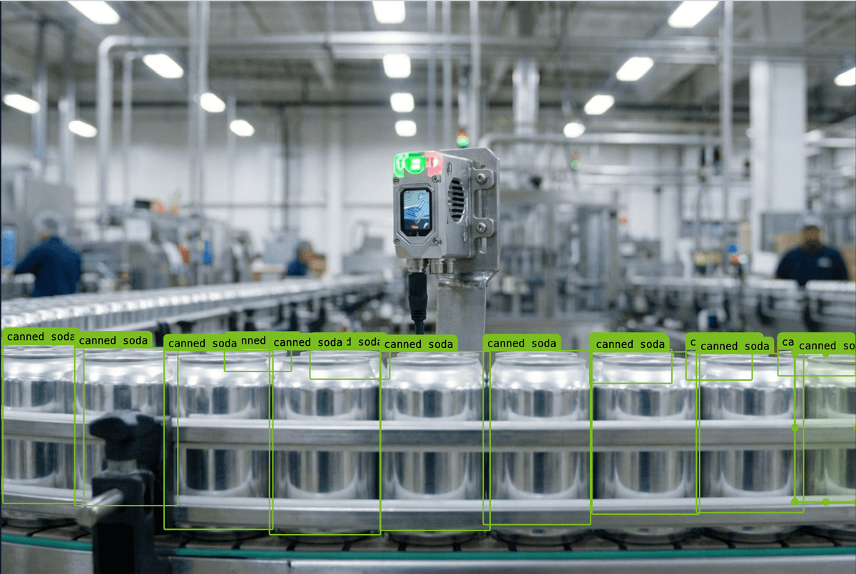 AI Vision detecting products on production line